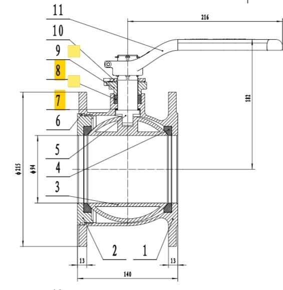 4" volboring kogelkraan