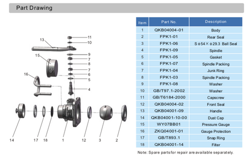 1.5%22 Full Bore Air Ball Valve PArt Drawing