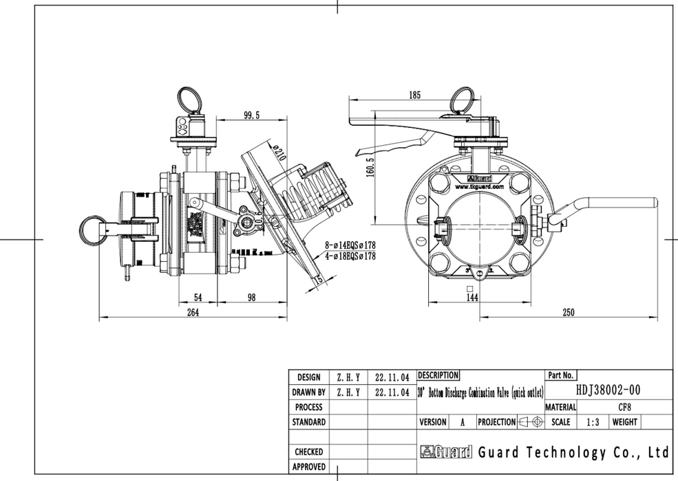 3%22 30 Degrees Footvalve