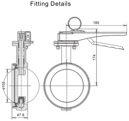 4%22 Clamped Butterfly Valve