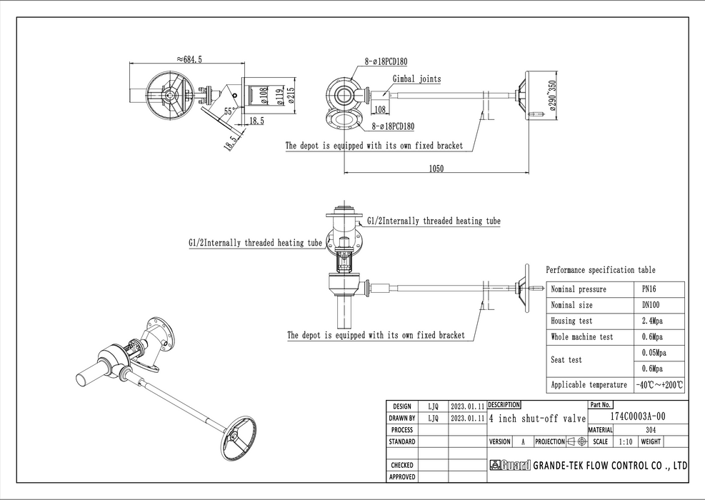 4" Shut-off Valve PN16