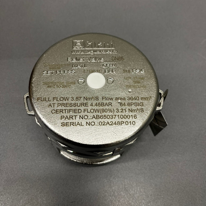 2.5" BSP DN65 Veiligheidsventiel, druk 3.71 bar, geen vacuum