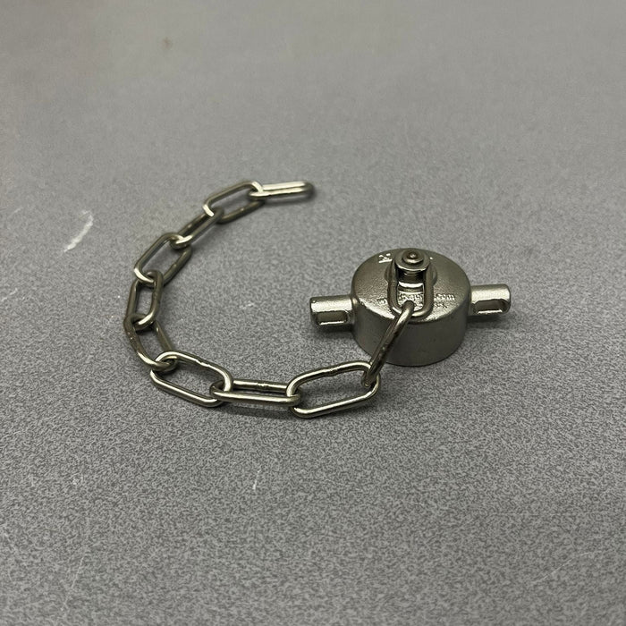3/4" BSP stofkap RVS met ketting en PTFE afdichting