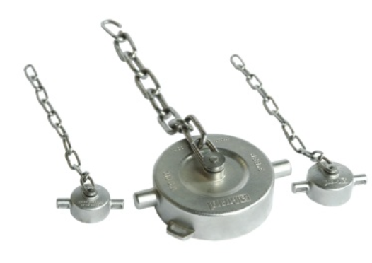 Capuchon anti-poussière 4" BSP en acier inoxydable avec chaîne et joint PTFE