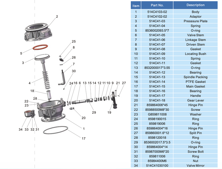 Olieafvoerklep (met spiegel)