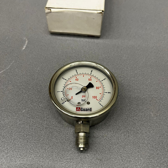 Manometer, 0–7 bar (0–100 PSI), 1/4"-BSP-Anschluss unten