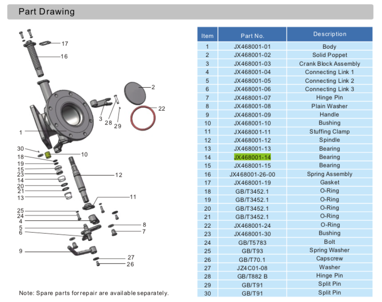 Bearing For Swing Foot Valve JX468001-14