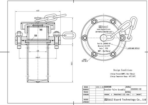 Breather Valve Assembly 18500001-00 - Guard Technology spec.
