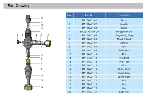 Part Drawing For Relief Valve