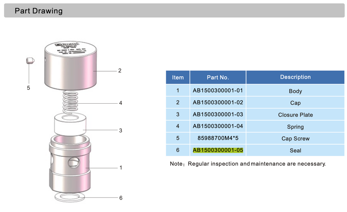 Joint d'étanchéité pour soupape de sûreté de 1/2". 